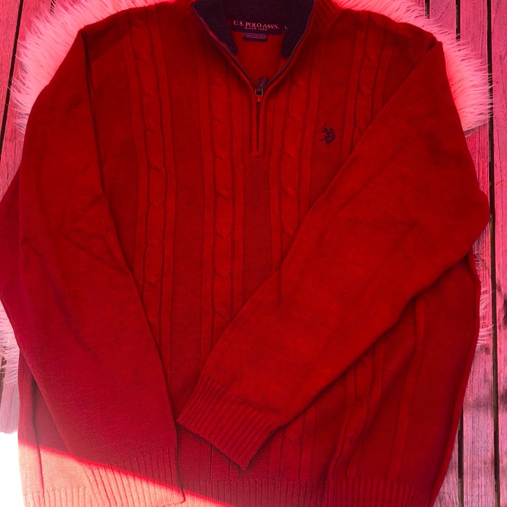 Quarter zip red polo sweater